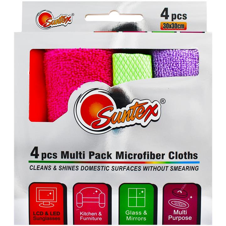 دستمال میکروفایبر چند منظوره 30X30 سانتکس 4 عددی